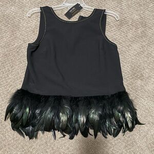 Nicole by Nicole Miller Black Feathered Dance Costume